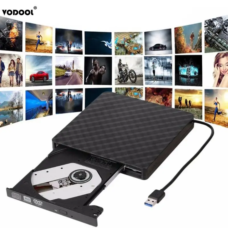 Внешний DVD проигрыватель VODOOL ультратонкий с USB3.0 функцией записи и для Loptop пк на