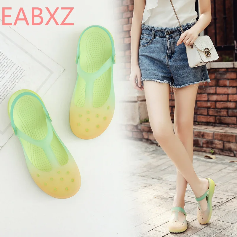 

EABXZ 2019 summer new Mary Jane's shoes women jelly toe-on-toe wholesale clear shoes plataformas mujer sandalias pink glitter