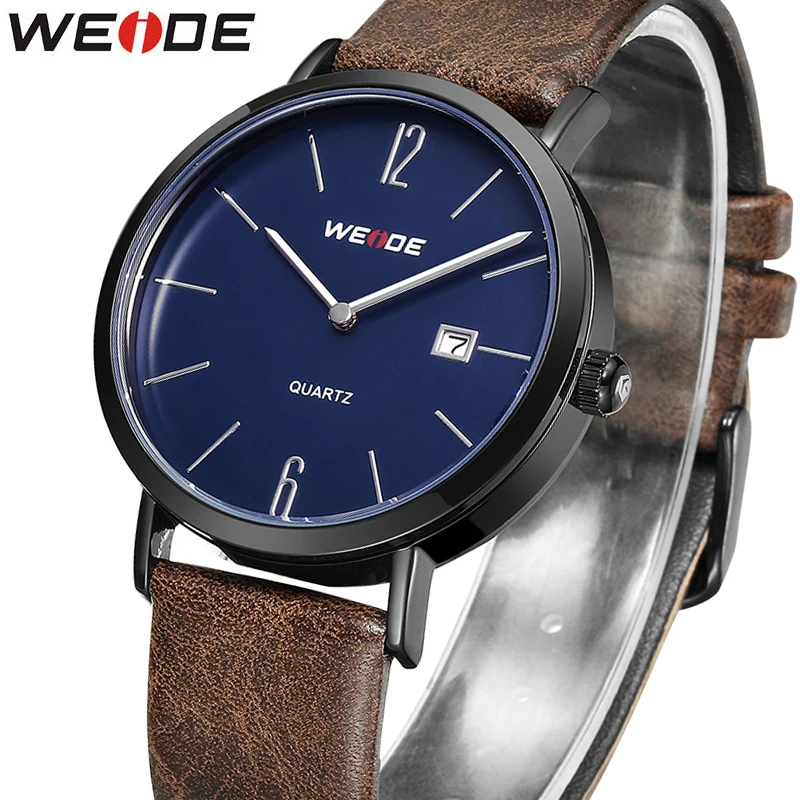 

WEIDE Men Watch Brand Luxury Military Quartz Mens Watches Date Waterproof Leather Wristwatch Sport Male Clock Relogio Masculino