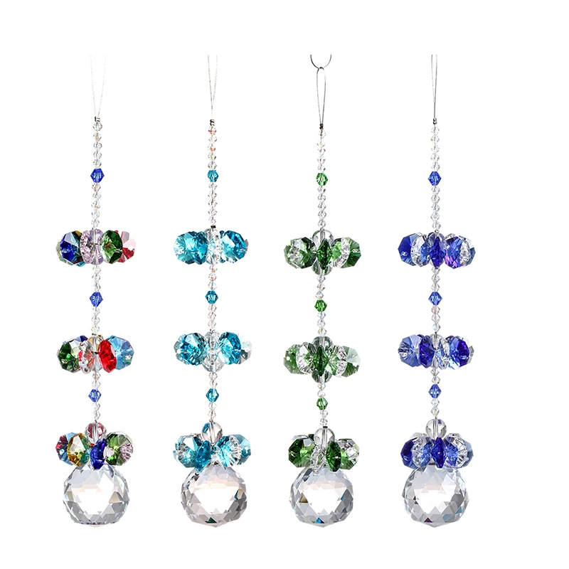

4pcs H&D Crystal Hanging Ornaments Crystal Suncatcher Window Pendant Fengshui Rainbow Maker Chandelier Ball Prism