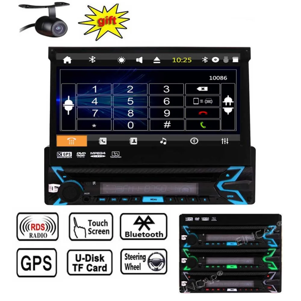 Car Stereo with 7 Inch Multi-Color Touchscreen Display Audio Video System Bluetooth GPS Navigation Free 8GB Map Card Remote | Автомобили и