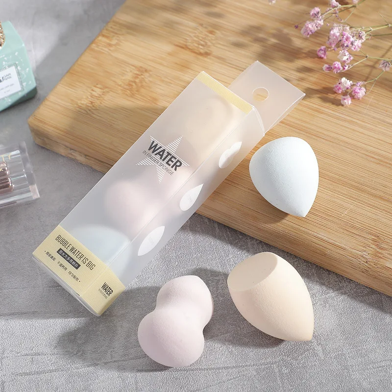 3 PCS Mini Hoist + Water Drop Beveled Puff Beauty Makeup Egg Sponge Wet And Dry |