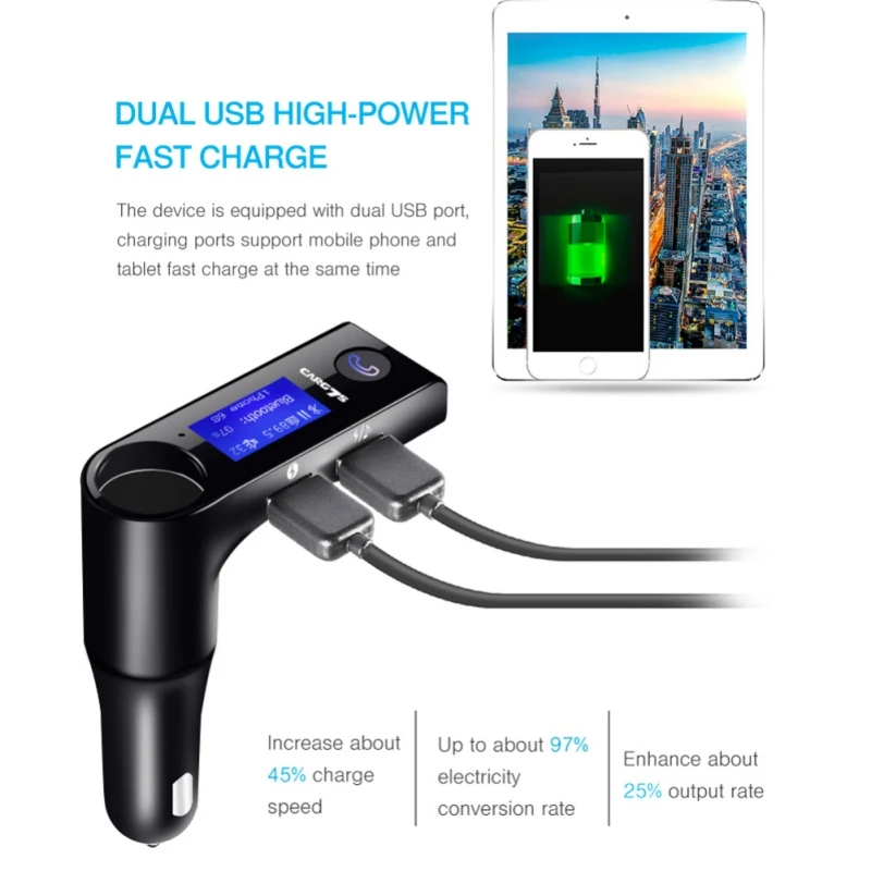 G7S Bluetooth автомобильный набор, Handsfree, FM передатчик, A2DP Автомобильный MP3-плеер Dual USB зарядные устройства для мобильных телефонов