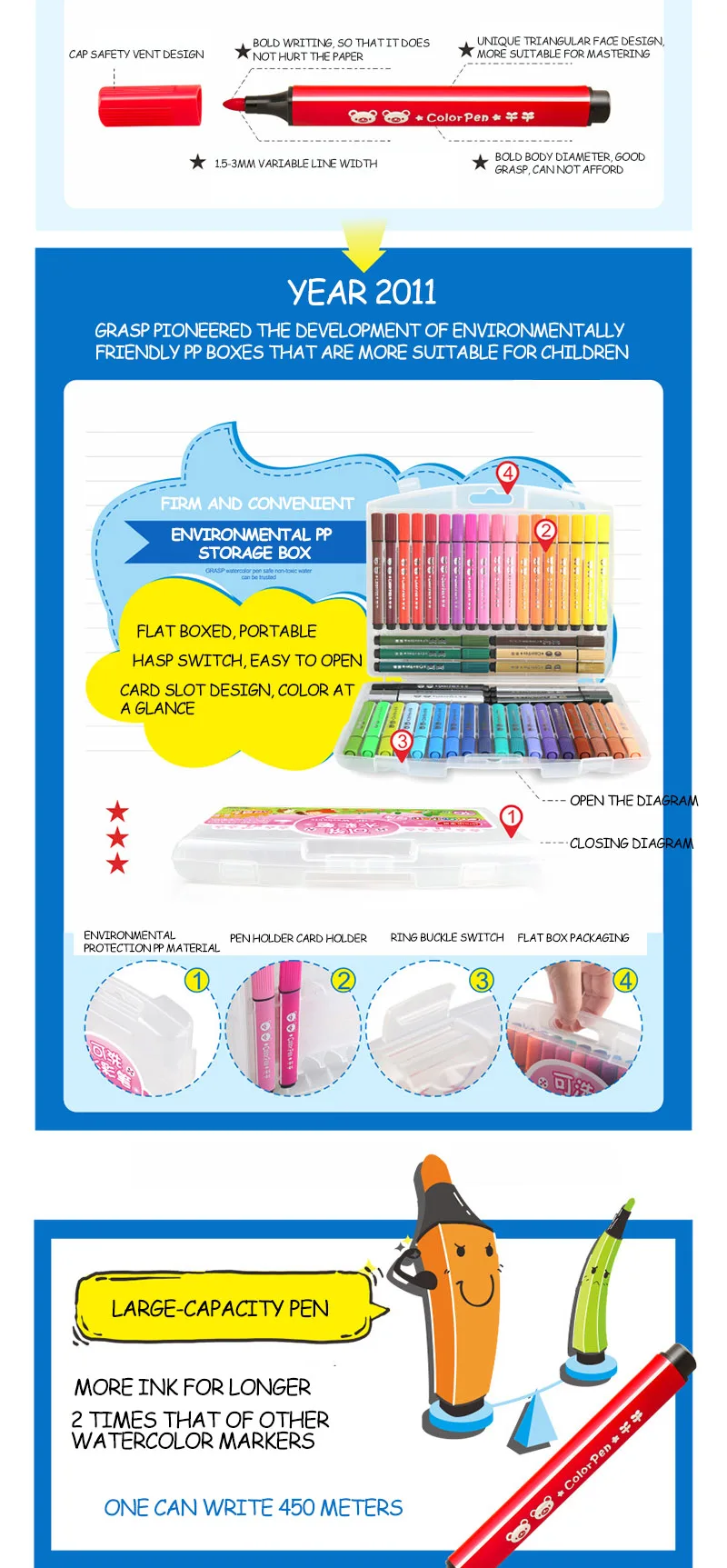 Понять фломастеры карандаш для раскрашивания цветов Детские фломастеры безопасные нетоксичные воды граффити здоровья и окружающей среды