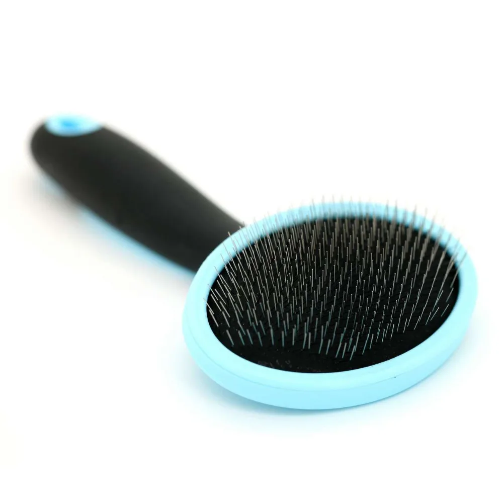 

Steeless Needle Dog Cat Slicker Brush with Rubber Handle Pet Hair Fur Shedding Grooming Comb Tool For Puppies Large Animals Pugs