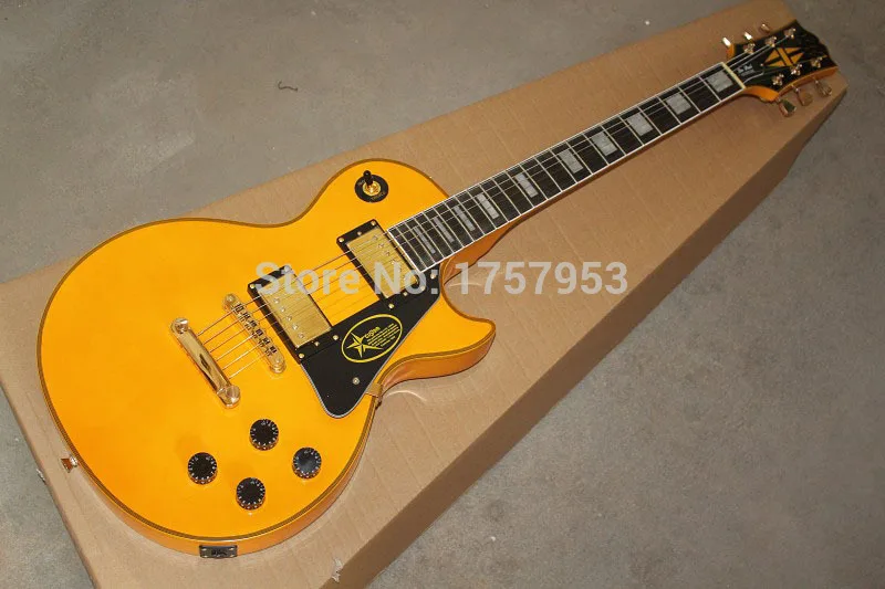 

Free Shipping Factory custom shop 2017 New custom ebony fingerboard,frets binding ELECTRIC GUITAR yellow Guitar For Sale 1 14