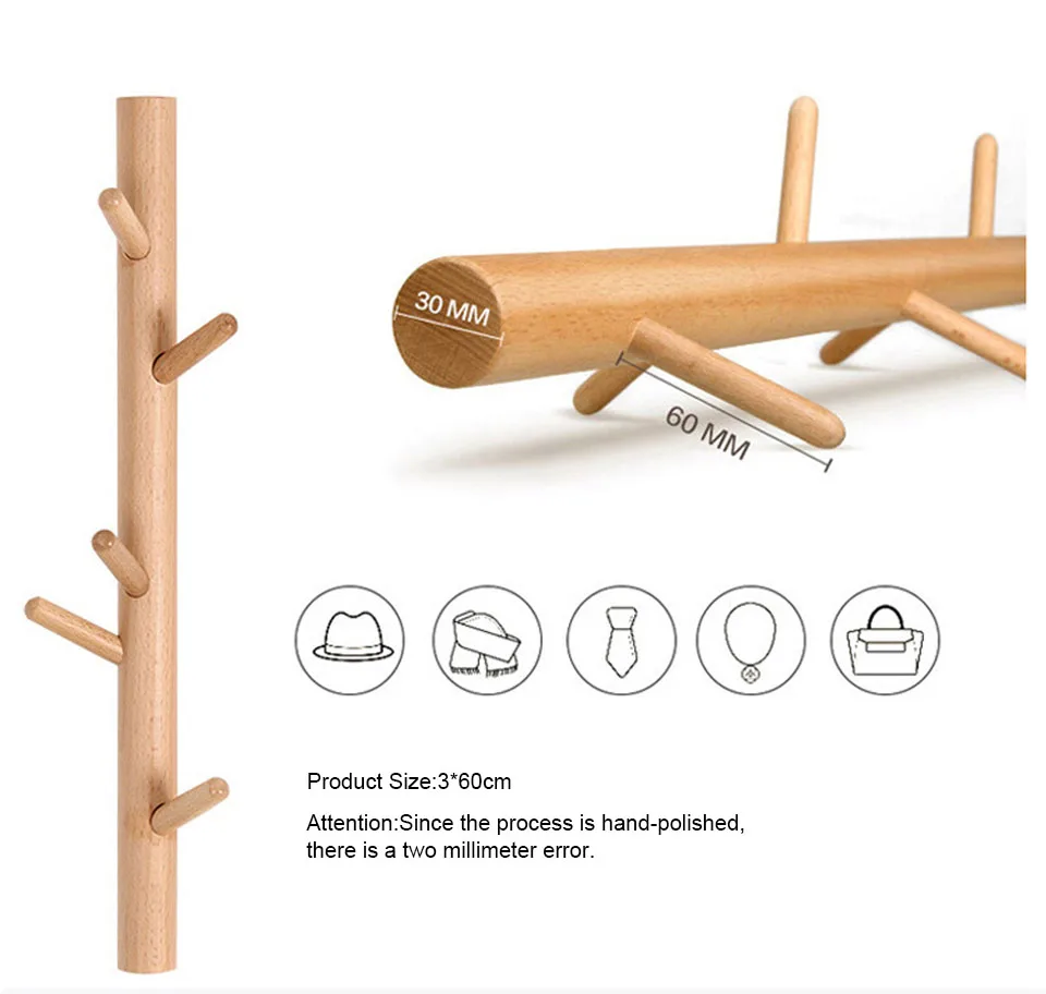 Деревянный настенный крючок для подвешивания одежды, настенная вешалка для одежды, крючки для хранения, домашний декор, крючки, чтобы повесить шляпа и сумка