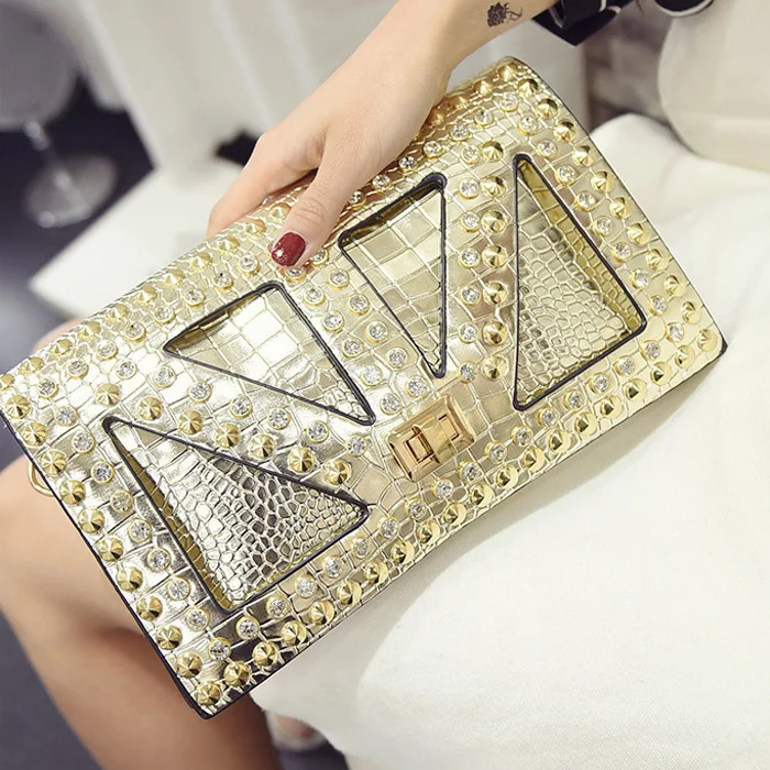 الأزياء براشيم المرأة الفاصل حقيبة الماس السيدات مغلف أكياس مساء أكياس بو الجلود crossbody للمرأة في الكتف حقيبة براثن