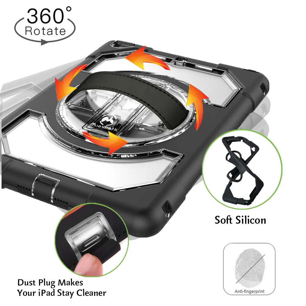 Miesherk Case for New iPad 2018 / 2017 with Hand Strap Neck Strap, Shockproof Drop Protection Cover with Rotating Handle Stand Miesherk Case for New iPad 2018 / 2017 with Hand Strap Neck Strap, Shockproof Drop Protection Cover with Rotating Handle Stand