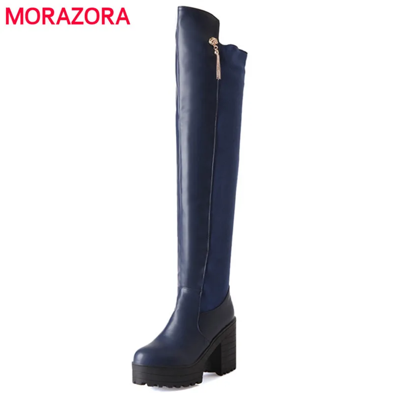 

MORAZORA Over the knee boots for women autumn winter platform high heels shoes womens boots stretch big size 34-43