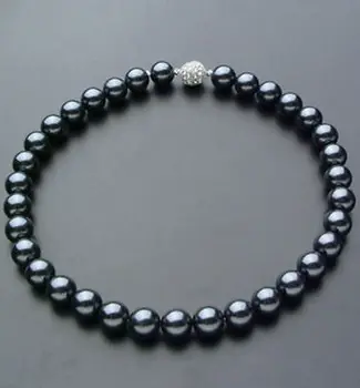 

HOT## Wholesale FREE SHIPPING >>> AAA 10-11MM natural tahitian black pearl necklace 18INCH
