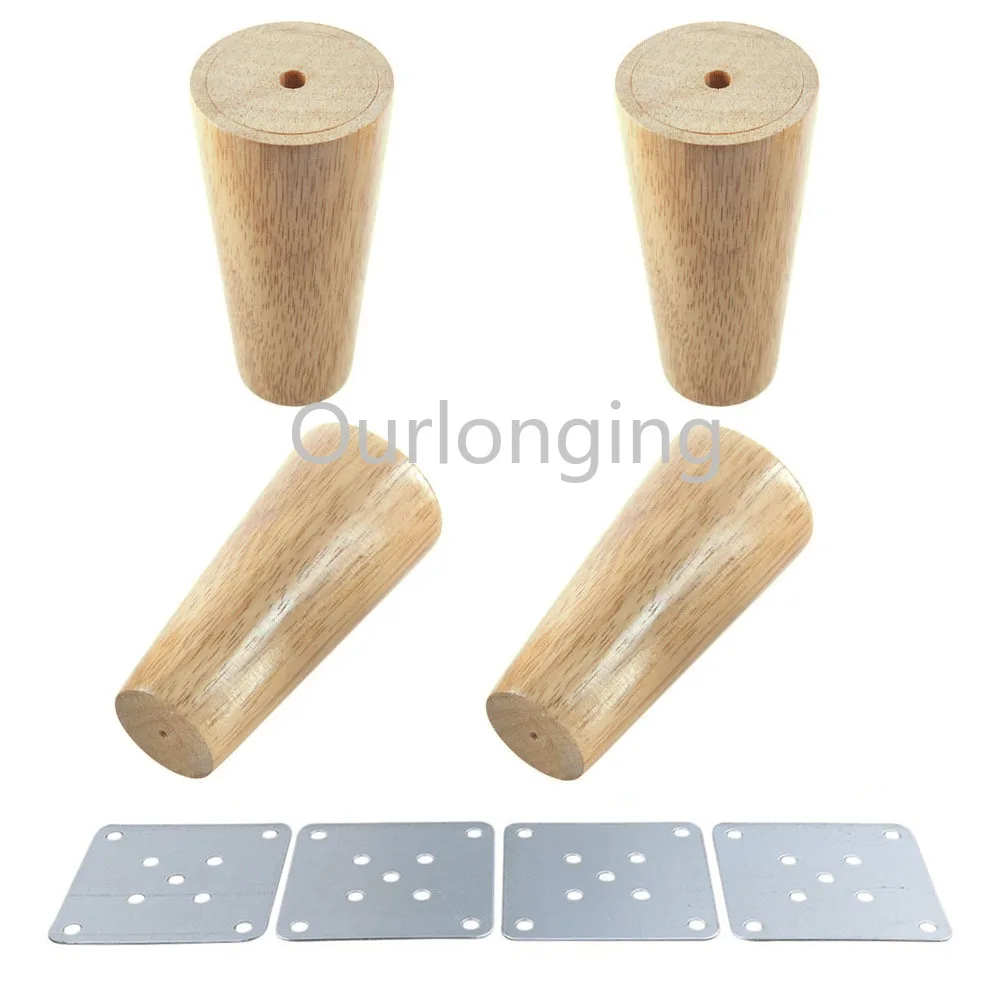 Natural Wood Reliable 100x58x38mm Wood Furniture Leg Cone Shaped Wooden