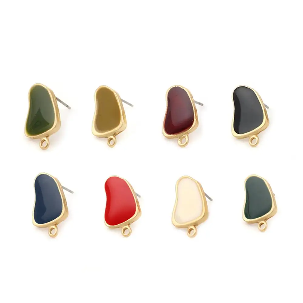 DoreenBeads Zinc Based Alloy Enamel Ear Post Stud Earrings Findings Irregular Matt Gold Colorful DIY Charms 19mm x11mm10 PCs | Украшения и