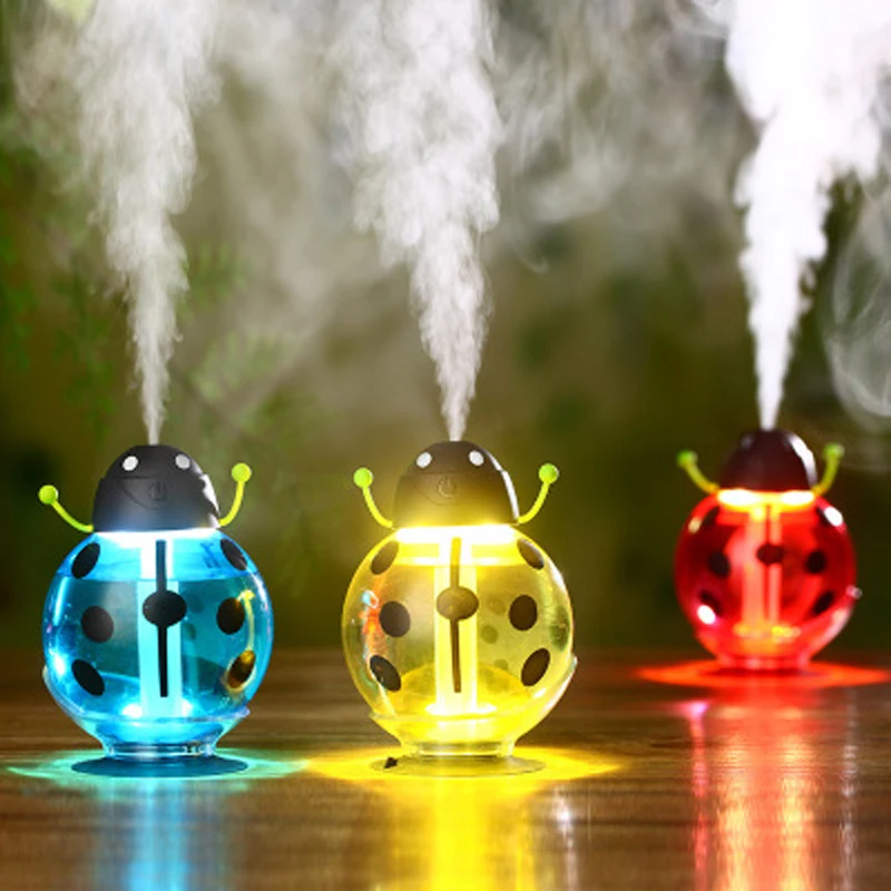 

Ladybird Shape Humidifiers Cartoon Nebulizer Suitable For Car & Home & Office Colorful Night Light USB Interface Humidifiers