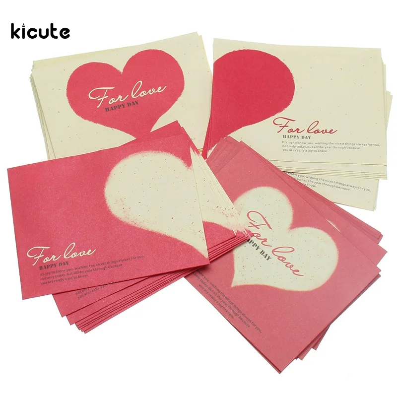 

10pcs Romantic Cartoon Paper Envelope Romantic Red Love Heart Pattern Mini Envelope for Wedding Party Invitation Gift Envelope