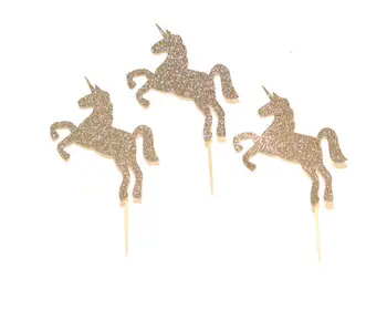 

glitter Unicorn wedding cupcake toppers birthday Appetizer Picks toothpick Bridal baby shower Bachelorette party decorations