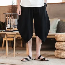 Feitong мужские модные брюки льняной стиль Свободные повседневные дышащие летние однотонные спортивные