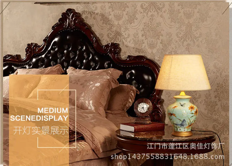 Simple Modern Orchid Paiting Ceramic Table Lamp Indoor Lighting Wedding Gift Direct Home Entertainment Lighting