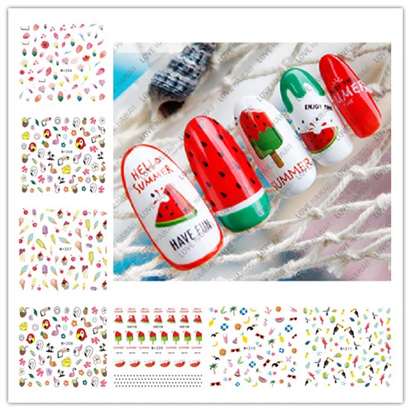 

2Sheets Summer Ice Cream Ice Lolly Nail Stickers Women Nails Water Decals Watercolor Manicure Diy Charming Fashion Design 2018