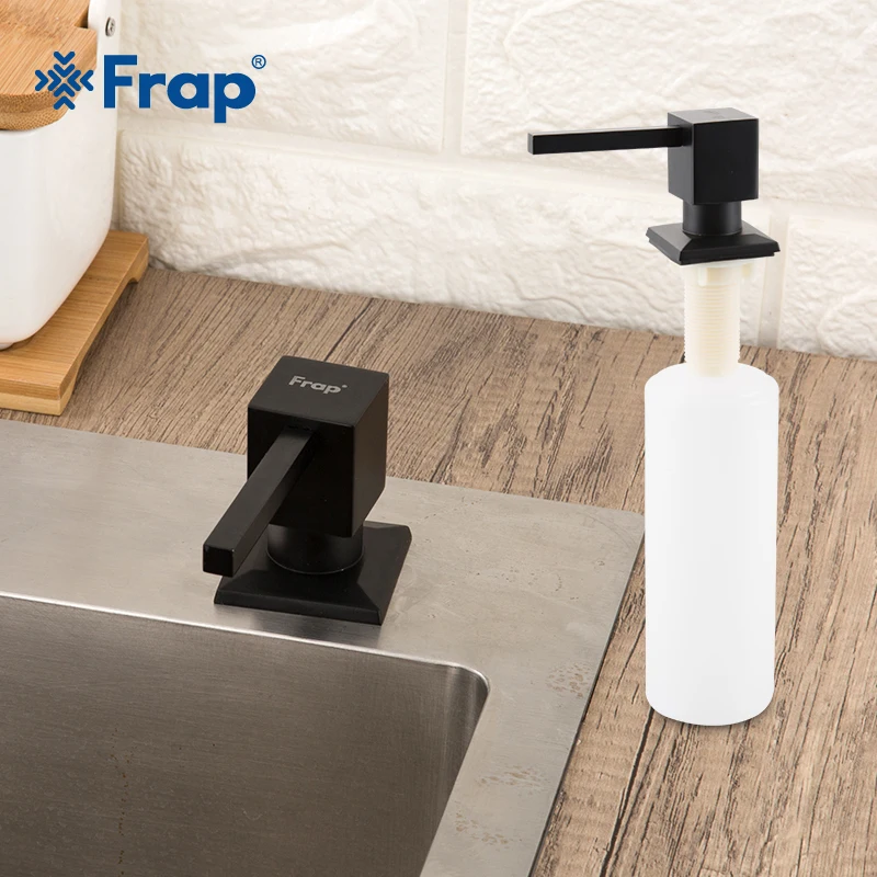 

FRAP 304 Stainless steel Sink Black Soap Dispenser ABS Bottle Kitchen Use Wash Basin Accessories Liquid Refill