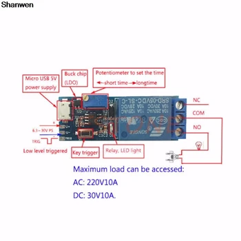 

1pc 5V -30V Delay Relay Timer Module Trigger Delay Switch Micro USB Power Tool US