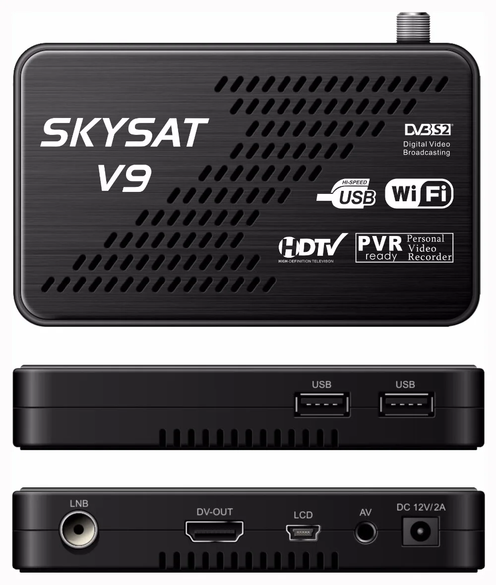 SKYSAT V9 мини DVB-S2 приемник Поддержка CCCamd Newcamd autoroll powervu Biss WiFi 3g Youtube USB PVR Full HD CS телеприставка