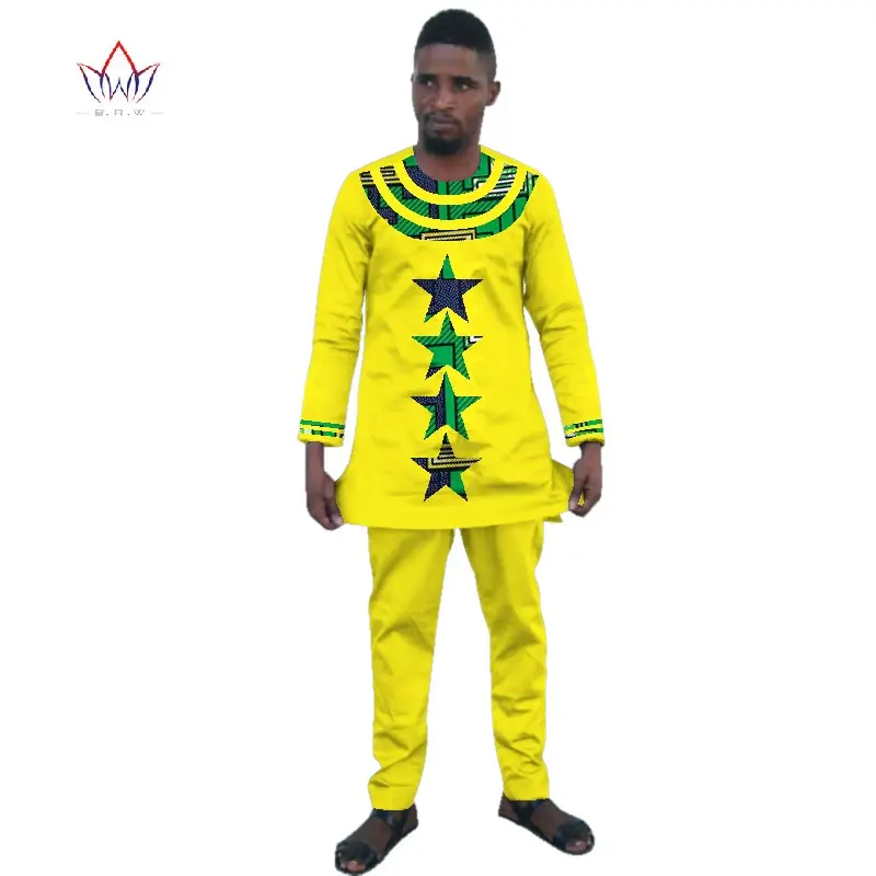 2019 Весна frican принт одежда с круглым вырезом для мужчин африканские костюмы одежда длинный рукав одежда традиционный мужской костюм плюс