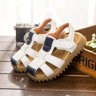 

Boy Close Toes Toddler ChildrenSandals Leather Patchwork Breathable Beach Sandalia infantil Kids Shoe Comfort 13-18cm 4 Colors