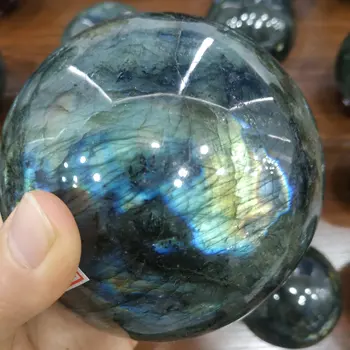 

600g Natural crystal ball labradorite stone Quartz Crystlsl woderful colors