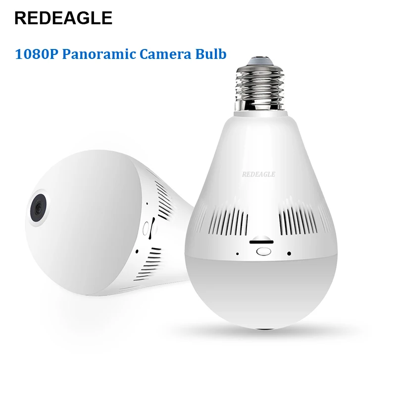 

REDEAGLE Wifi IP Camera 1080P Light Bulb 360 Degree Wi-Fi Fisheye CCTV Camera 2.0MP Home Security Wireless Panoramic Camera
