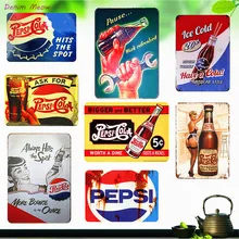 Estilo americano tiene una Cola Metal signos Vintage hielo bebida fría placa Bar Café familia decorativo pegatinas de pared carteles de arte WY24