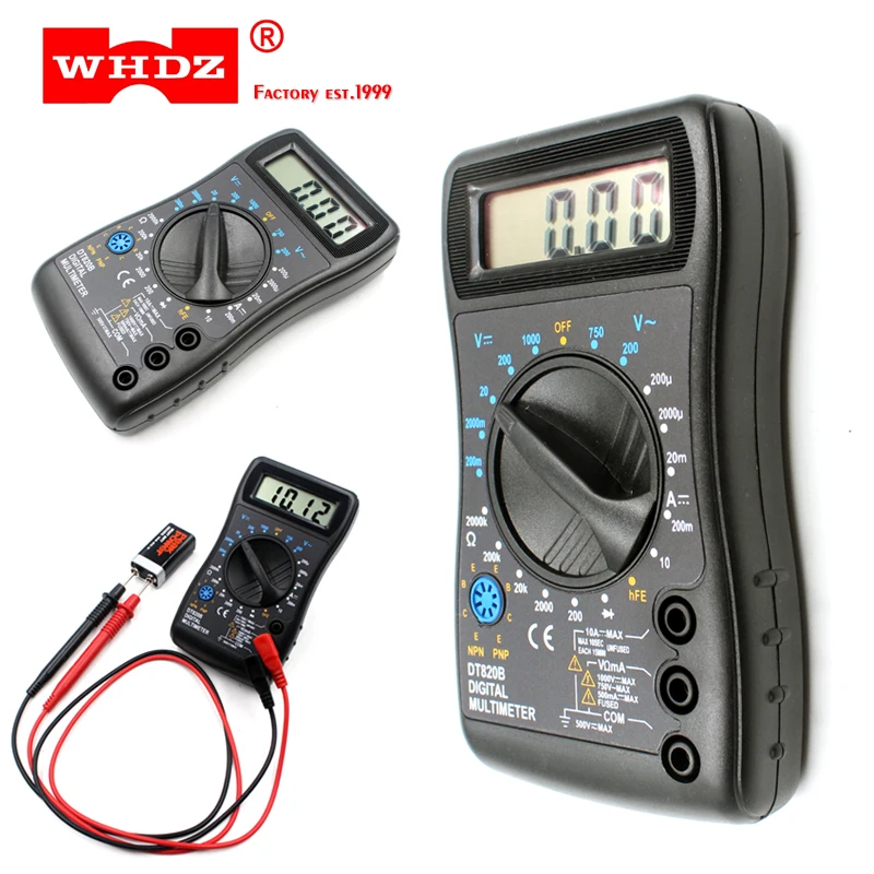 WHDZ DT820B Мини цифровой мультиметр с защитой от перегрузки вольтметр Ампер Ом