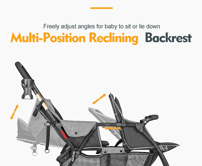 Besrey двойная детская коляска для близнецов, большая детская коляска, две складные коляски для новорожденных, детская коляска, детская коляска для лежа и сидения