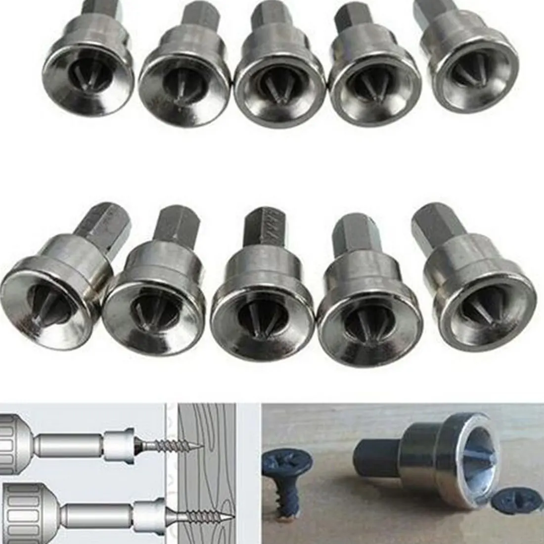 10pcs 25mm Long Depth Stop Plasterboard Drywall Bit Screws Locating