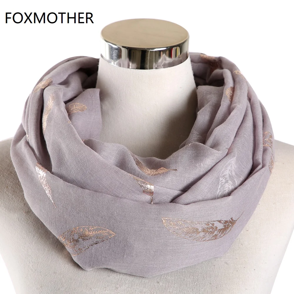 Женский шарф кольцо FOXMOTHER серый или белый с перьями 2019|Женские шарфы| |