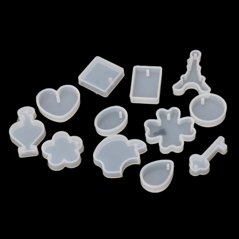 Free shipping 12pcs Silicone Jewelry Mold Resin Making Pendants Necklace Bracelet Earrings DIY