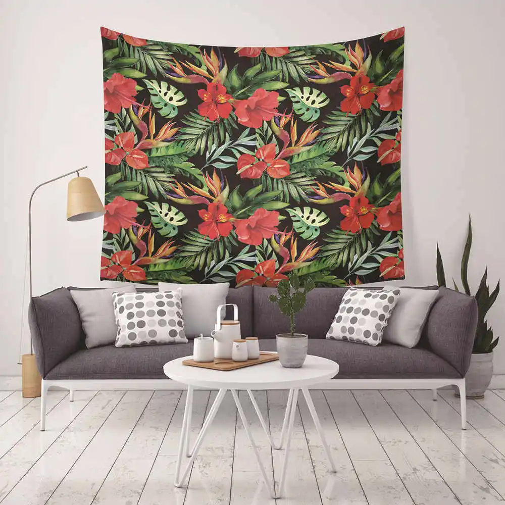 

Modern Tropical Plant Wall Tapestry Home Decorative Hippie Macrame Wall Hanging Bohemian Style Beach Towel Boho Mandala Tapestry