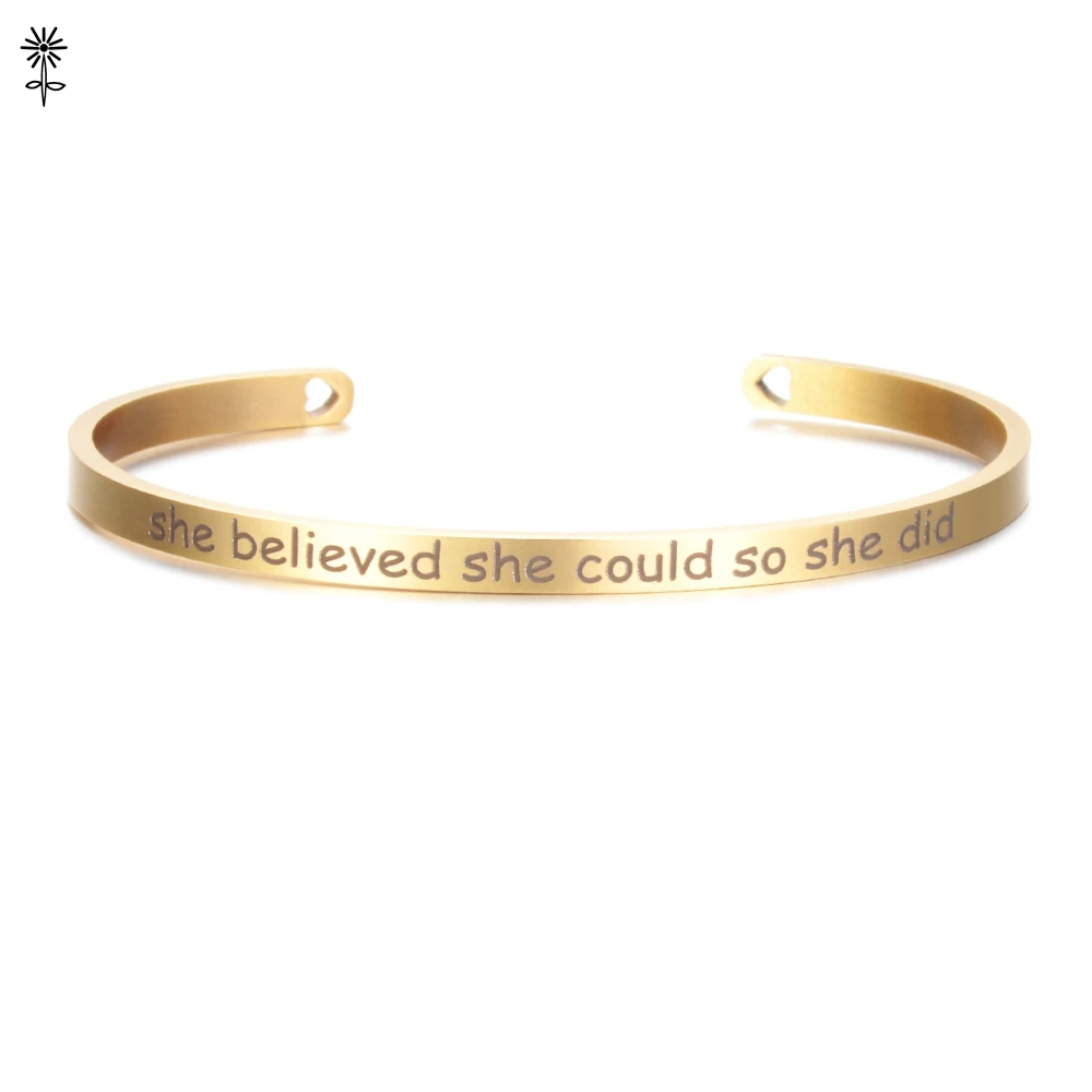 Розовое золото пользовательский лазер Выгравированный позитивный навевающий вдохновение браслеты с цитатами манжета мантра браслеты юбилейные подарки для женщин SL-009 - Окраска металла: A2