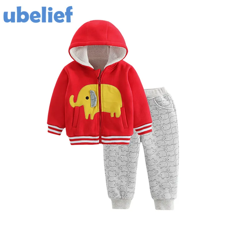

UBELIEF Baby Boy Coats Sets Outwear Sets Boys Hoodies Long Sleeve Sets Cartoon Elephent Coat Toddlers Fleece Boy Sets Clothes