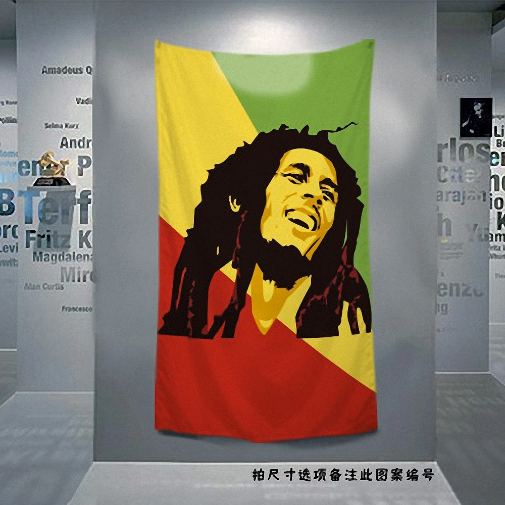 

Retro Rock Music Cloth Art Flag Banner Bob Marley Jamaican Reggae Poster Tapestry Hanging Painting Background Decor