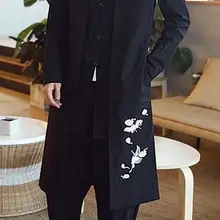 Мужской Хлопковый и льняной костюм Тан Вышивка Два журавля хлопок и льняное пальто платье Тай Чи халат кунг-фу одежда для восточных единоборств