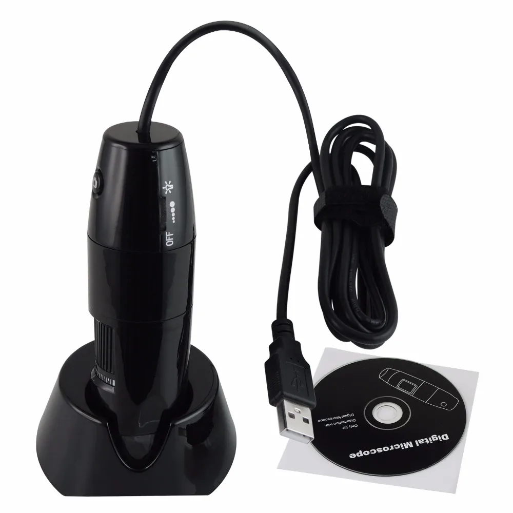 Digital USB Microscope 10x 200x Magnification with 8 LED Lights 1.3MP