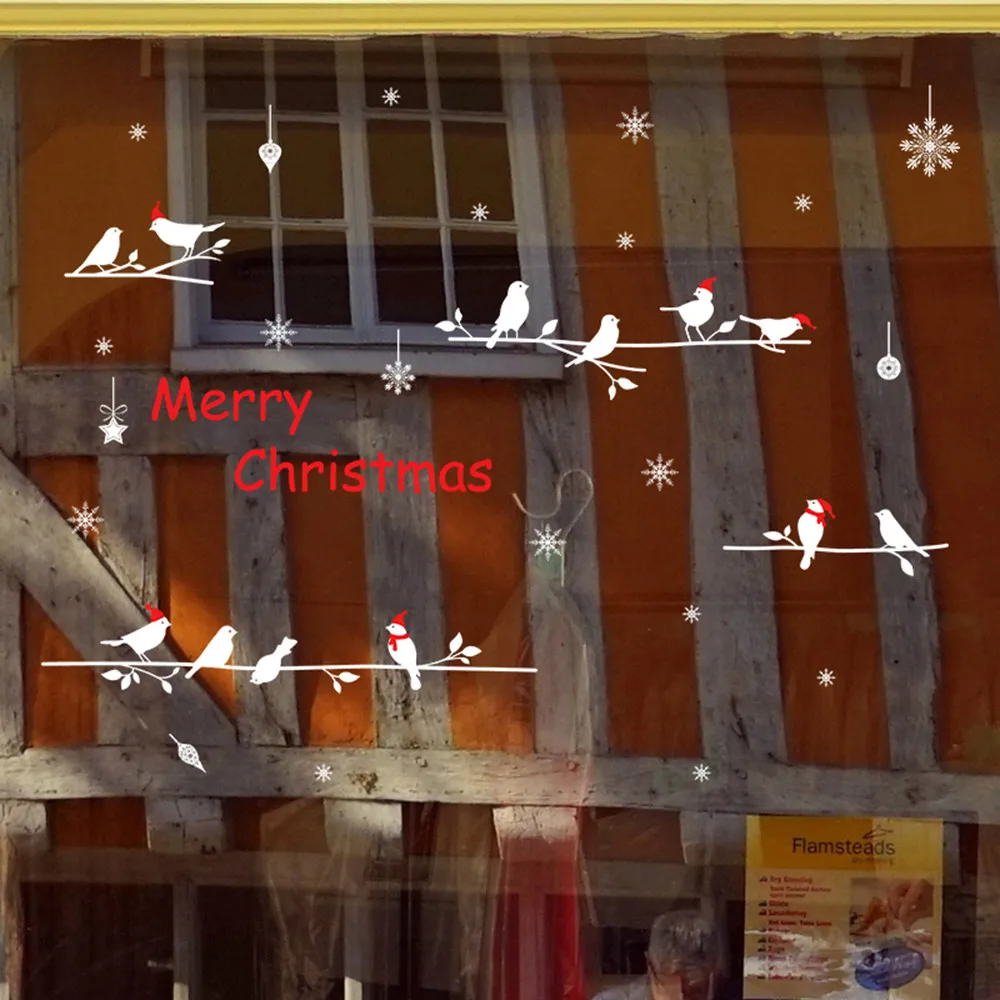 

New Christmas Window Stickers 1PC Merry Christmas Background Wall Decoration Removable Wall Stickers Christmas Decor M4