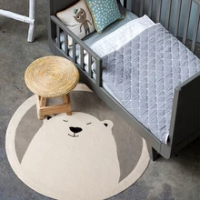 Хлопок милый медведь белый серый сплошной скандинавские Дети ручной работы круглый прикроватный Детский ковер коврик с геометрическим орнаментом современный дизайн