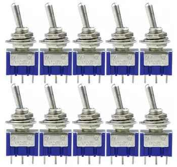 

5Pcs Toggle Switch MTS-102 3 Pin ON/ON PDT 6A 125VAC/3A 250VAC Mini Switch Lever Switch blue S
