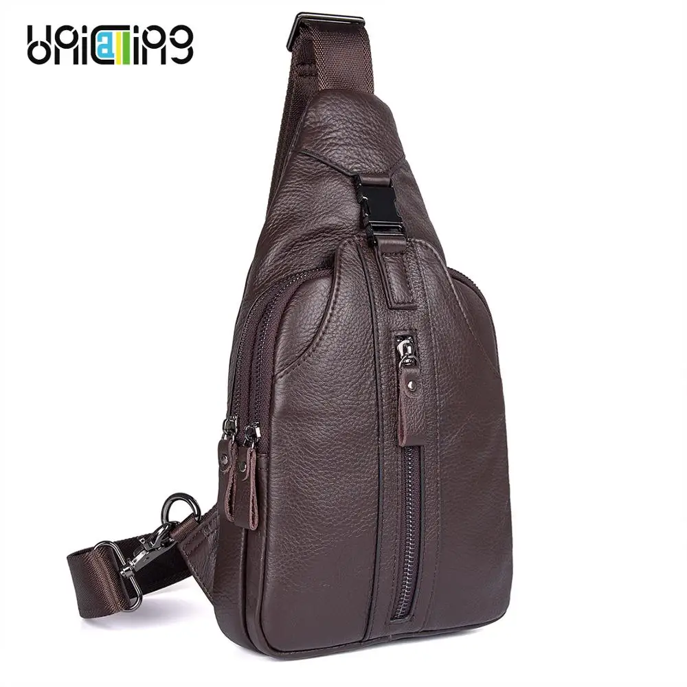 

UniCalling male bag leather fashion brand classy leather men messenger bags cross body chest bag for men