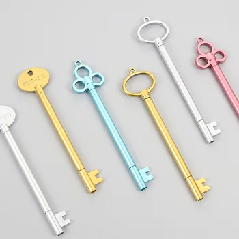 

MONETAI 4pcs/lot Vintage Gold Key Plastic black Gel Pen Creative Cute Kawaii Pens For Kids Novely Item School Supplies
