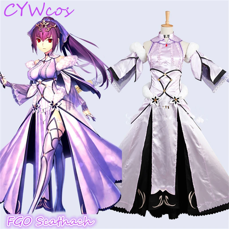 

Game Fate/Grand Order FGO Scathach Full Level Cosplay Costumes Women Dress Halloween Costume Uniforms Dress+Sleeves+Socks