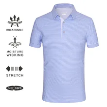 EAGEGOF полосатая рубашка для гольфа мужская с коротким рукавом качественная одежда для гольфа летний Быстрый Свитшот нежелезная деловая мужская одежда