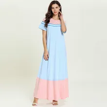 Женская ночная рубашка размера плюс, пижама с коротким рукавом, хлопок, Арабская одежда, мусульманская Домашняя одежда, ночная рубашка большого размера 4XL